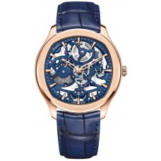 Piaget Polo Skeleton Rose Gold Leather Strap Men's Replica Watch G0A46009