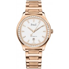 Piaget Polo Date White Dial Diamond Rose Gold Men's Replica Watch G0A46020