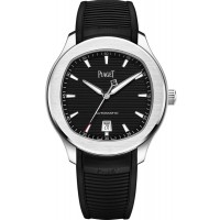 Piaget Polo Date Black Dial Rubber Strap Men's Replica Watch G0A47014