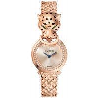 Cartier Panthere Allongee Small Pink Dial Diamond Rose Gold Women's Replica Watch HPI01381