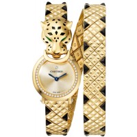 Cartier Panthere Allongee Gold Dial Diamond Yellow Gold Women's Replica Watch HPI01382