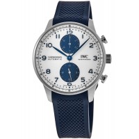 IWC Portugieser Automatic Chronograph White Dial Rubber Strap Men's Replica Watch IW371620