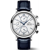 IWC Portofino Chronograph Silver Dial Leather Strap Men's Replica Watch IW391037