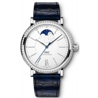 IWC Portofino Automatic Moon Phase 37 Silver Dial Blue Leather Strap Women's Replica Watch IW459008