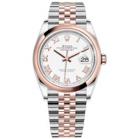 Rolex Datejust 36 Steel &amp; Everose Gold White Roman Dial Women's Replica Watch M126201-0015