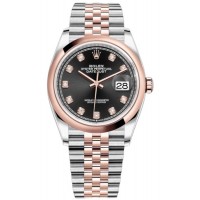 Rolex Datejust 36 Steel &amp; Everose Gold Black Diamond Dial Women's Replica Watch M126201-0019