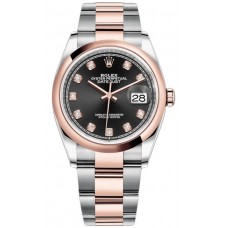 Rolex Datejust 36 Steel &amp; Everose Gold Black Diamond Dial Women's Replica Watch M126201-0020