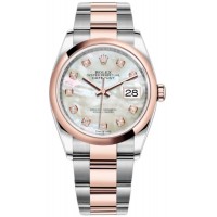 Rolex Datejust 36 Steel &amp; Everose Gold Mother-of-Pearl Diamond Dial Women's Replica Watch M126201-0022