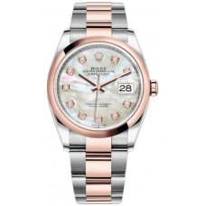 Rolex Datejust 36 Steel &amp; Everose Gold Mother-of-Pearl Diamond Dial Women's Replica Watch M126201-0022