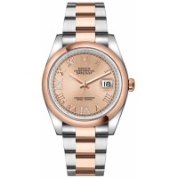 Rolex Datejust 36 Steel &amp; Everose Gold Rose Diamond Pave Roman Dial Women's Replica Watch M126201-0028