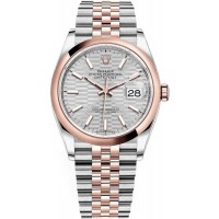 Rolex Datejust 36 Steel &amp; Everose Gold Silver Fluted-Motif Dial Women's Replica Watch M126201-0033