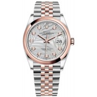 Rolex Datejust 36 Steel &amp; Everose Gold Silver Palm-Motif Diamond Dial Women's Replica Watch M126201-0037