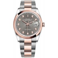 Rolex Datejust 36 Steel &amp; Everose Gold Slate Fluted-Motif Diamond Dial Women's Replica Watch M126201-0042