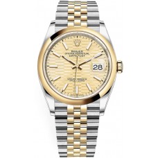 Rolex Datejust 36 Steel &amp; Yellow Gold Golden Fluted-Motif Dial Women's Replica Watch M126203-0039