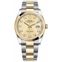 Rolex Datejust 36 Steel &amp; Yellow Gold Golden Fluted-Motif Diamond Dial Women's Replica Watch M126203-0046