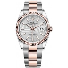 Rolex Datejust 36 Steel &amp; Everose Gold Silver Palm-Motif Dial Women's Replica Watch M126231-0032