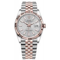 Rolex Datejust 36 Steel &amp; Everose Gold Silver Fluted-Motif Dial Women's Replica Watch M126231-0033