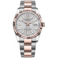 Rolex Datejust 36 Steel &amp; Everose Gold Silver Fluted-Motif Dial Women's Replica Watch M126231-0034