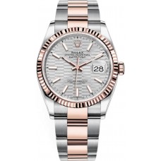 Rolex Datejust 36 Steel &amp; Everose Gold Silver Fluted-Motif Dial Women's Replica Watch M126231-0034