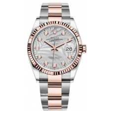 Rolex Datejust 36 Steel &amp; Everose Gold Silver Palm-Motif Diamond Dial Women's Replica Watch M126231-0038