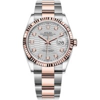 Rolex Datejust 36 Steel &amp; Everose Gold Silver Fluted-Motif Diamond Dial Women's Replica Watch M126231-0040