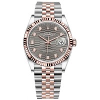 Rolex Datejust 36 Steel &amp; Everose Gold Slate Fluted-Motif Diamond Dial Women's Replica Watch M126231-0041