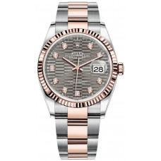 Rolex Datejust 36 Steel &amp; Everose Gold Slate Fluted-Motif Diamond Dial Women's Replica Watch M126231-0042