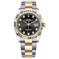 Rolex Datejust 36 Steel &amp; Yellow Gold Black Diamond Dial Women's Replica Watch M126233-0022