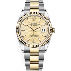 Rolex Datejust 36 Steel &amp; Yellow Gold Golden Fluted-Motif Dial Women's Replica Watch M126233-0040