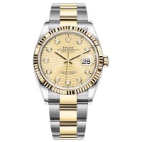 Rolex Datejust 36 Yellow Gold Golden Fluted-Motif Diamond Dial Women's Replica Watch M126233-0046