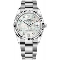 Rolex Datejust 36 Steel &amp; White Gold Mother-of-Pearl Diamond Dial Women's Replica Watch M126234-0020