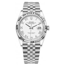 Rolex Datejust 36 Steel &amp; White Gold White Roman Dial Women's Replica Watch M126234-0025