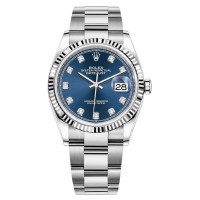 Rolex Datejust 36 Steel &amp; White Gold Blue Diamond Dial Women's Replica Watch M126234-0038