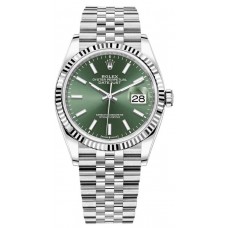 Rolex Datejust 36 Steel &amp; White Gold Mint Green Dial Women's Replica Watch M126234-0051