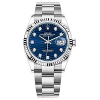 Rolex Datejust 36 Steel &amp; White Gold Blue Fluted-Motif Diamond Dial Women's Replica Watch M126234-0058