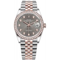 Rolex Datejust 36 Steel &amp; Everose Gold Slate Fluted-Motif Dial Diamond Bezel Women's Replica Watch M126281RBR-0029