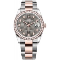 Rolex Datejust 36 Steel &amp; Everose Gold Slate Fluted-Motif Dial Diamond Bezel Women's Replica Watch M126281RBR-0030