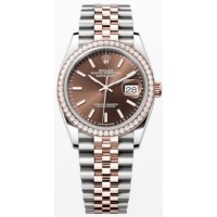 Rolex Datejust 36 Steel &amp; Everose Gold Chocolate Dial Diamond Bezel Women's Replica Watch M126281RBR-0031