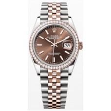 Rolex Datejust 36 Steel &amp; Everose Gold Chocolate Dial Diamond Bezel Women's Replica Watch M126281RBR-0031