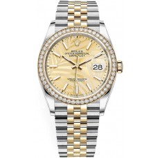 Rolex Datejust 36 Yellow Gold &amp; Diamonds Golden Palm-Motif Dial Women's Replica Watch M126283RBR-0023