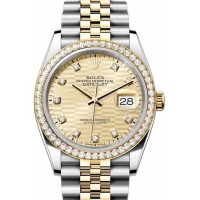 Rolex Datejust 36 Yellow Gold &amp; Diamonds Golden Fluted-Motif Diamond Dial Women's Replica Watch M126283RBR-0031