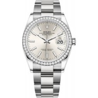 Rolex Datejust 36 White Gold &amp; Diamonds Silver Dial Women's Replica Watch M126284RBR-0006