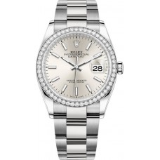 Rolex Datejust 36 White Gold &amp; Diamonds Silver Dial Women's Replica Watch M126284RBR-0006