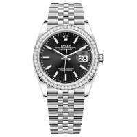 Rolex Datejust 36 White Gold &amp; Diamonds Black Dial Women's Replica Watch M126284RBR-0007