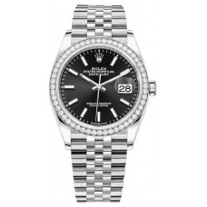 Rolex Datejust 36 White Gold &amp; Diamonds Black Dial Women's Replica Watch M126284RBR-0007