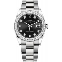 Rolex Datejust 36 White Gold &amp; Diamonds Black Diamond Dial Women's Replica Watch M126284RBR-0020