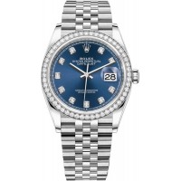 Rolex Datejust 36 White Gold &amp; Diamonds Blue Diamond Dial Women's Replica Watch M126284RBR-0029