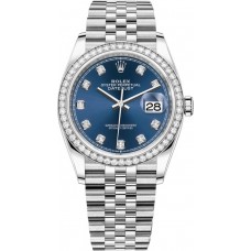 Rolex Datejust 36 White Gold &amp; Diamonds Blue Diamond Dial Women's Replica Watch M126284RBR-0029