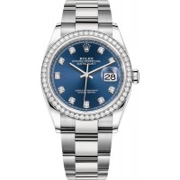 Rolex Datejust 36 White Gold &amp; Diamonds Blue Diamond Dial Women's Replica Watch M126284RBR-0030