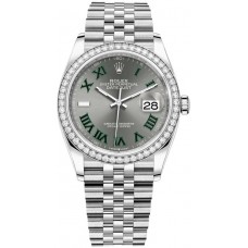 Rolex Datejust 36 White Gold &amp; Diamonds Slate Roman Dial Women's Replica Watch M126284RBR-0037